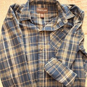 Blue Plaid Casual Men's Shirt